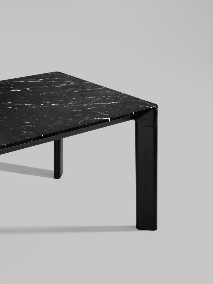 Planum Table with black wooden base and marquinia marble top designed by studio Pastina for Midj